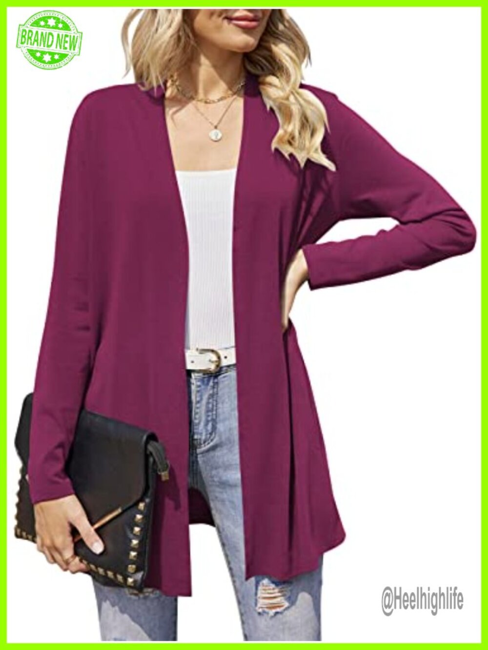 Hount Lightweight Open Front Cardigan Duster with Pockets Rayon Blend